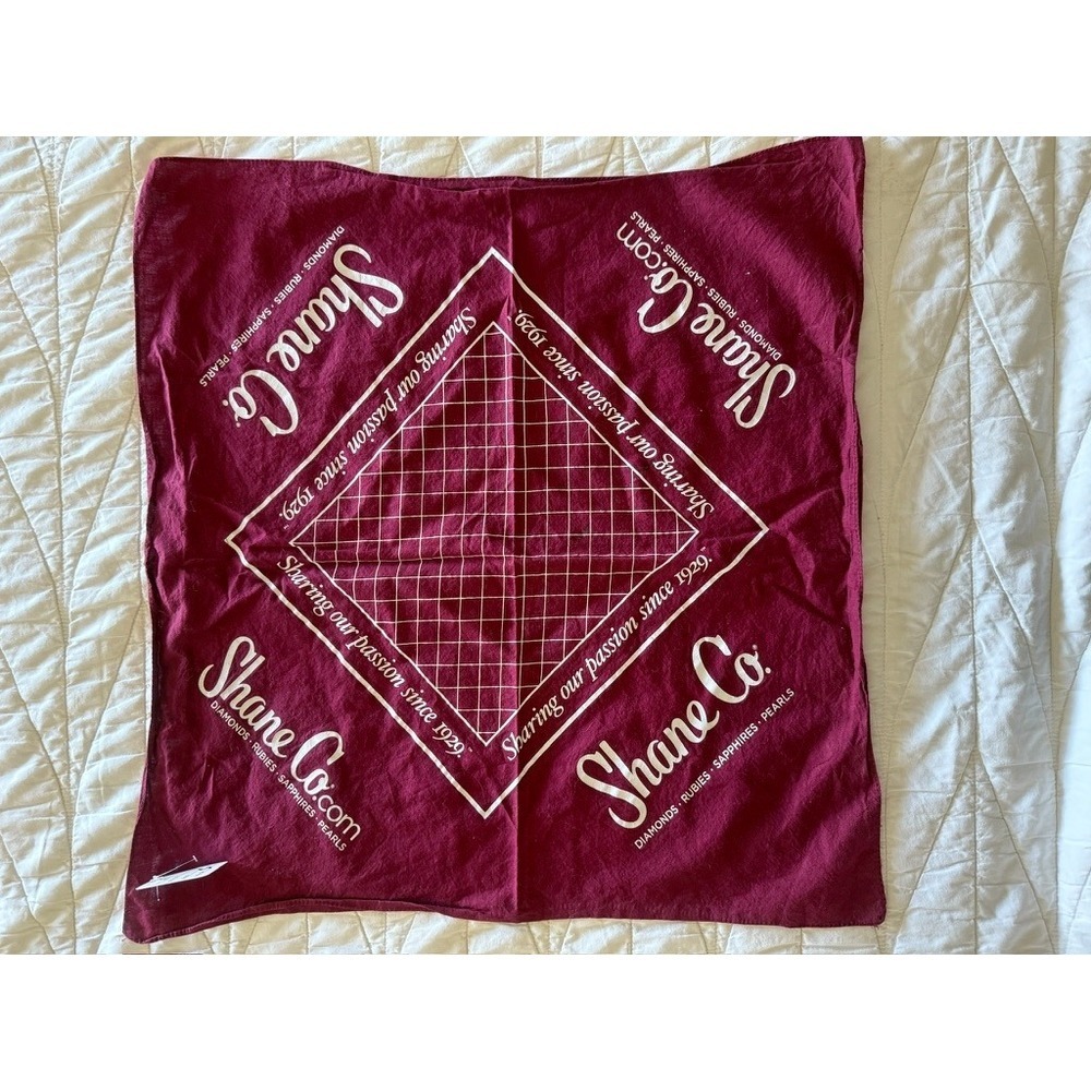Shane Co. Burgundy Bandana Square Scarf‎ Diamonds